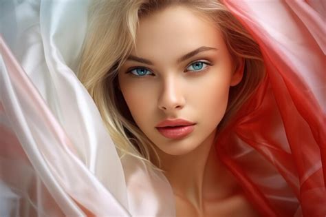 Young Beautiful Woman Face Illustration Ai Generativexa Premium Ai