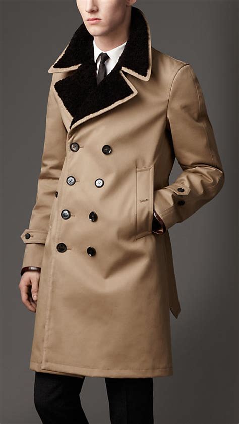 Burberry Mens Shearling Collar Quilted Coat Flawless Crowns