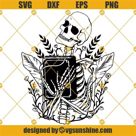 Skeleton Holding Book Svg Reading Svg Skull Reader Svg