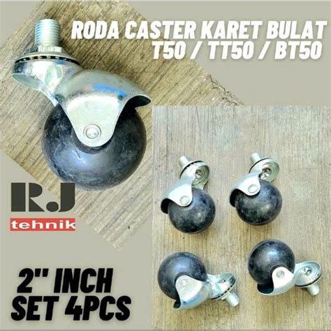 Jual Roda Caster Kastor Karet 2 Inch Bulat Baut Hidup Putar Troli