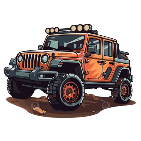 Cartoon Jeep On Rough Terrain Clipart Vector Cartoon Clipart Jeep Clipart Jeep Gladiator Png