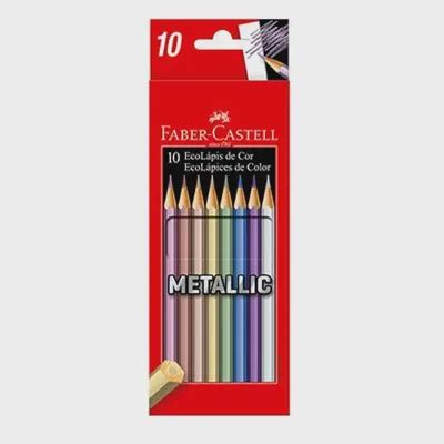 Lápis de cor 10 cores sextavado metalic 120410G faber castell