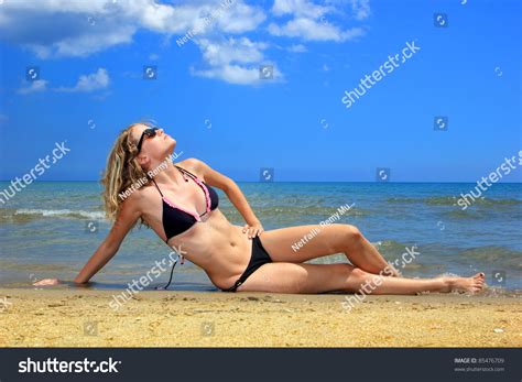 Sexy Bikini Model Having Fun Ocean Stock Photo 85476709 Shutterstock