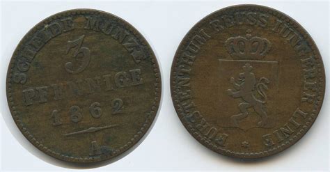 Reuss Schleiz Jüngere Linie 3 Pfennig 1862 A Berlin G6803 Heinrich