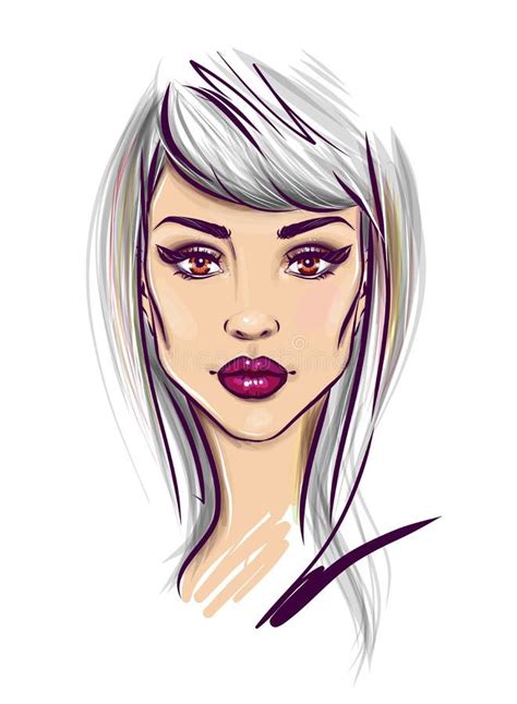 Beautiful Woman Line Art Illustration Stock Vector Illustration Of