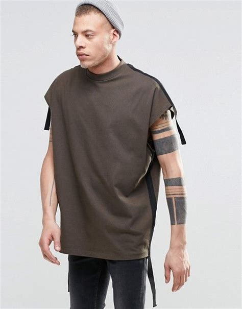 Asos Super Oversized Sleeveless T Shirt With Taping In Heavyweight