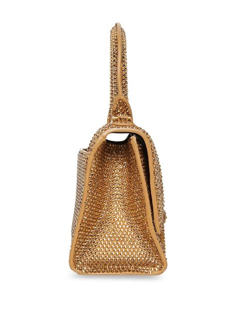 Balenciaga S Hourglass Crystal Embellished Suede Crossbody Bag