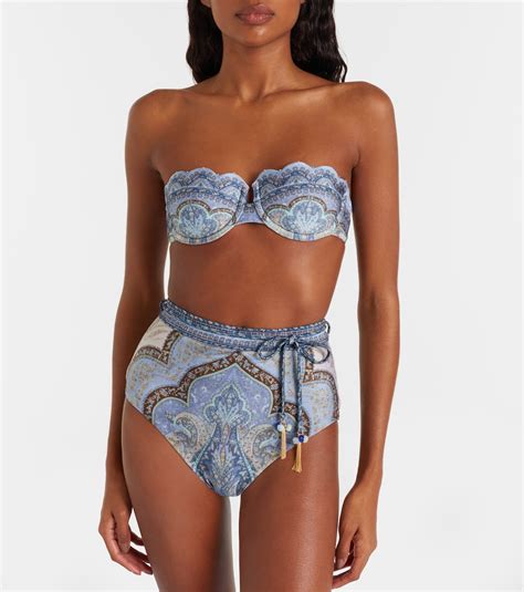 Wanderlust Printed Bikini Top In Blue Zimmermann Mytheresa