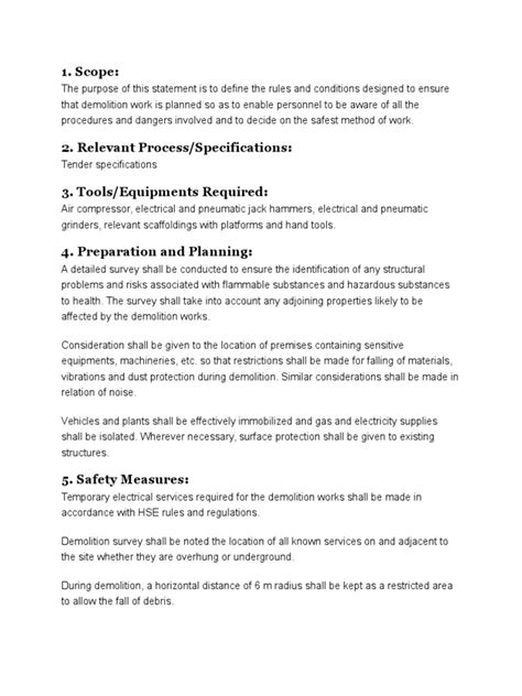 Method Statement For Demolition Of Concrete And Asphalt Paving Pdf Demolition Safety