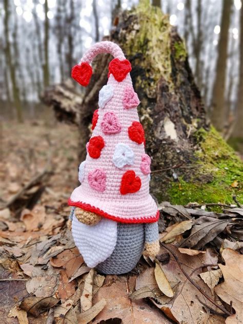 Gnome Valentin Crochet Gnome Amigurumi Pattern Valentines Etsy