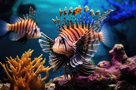 Lionfish In The Aquarium Tropical Fish In The Water Tropical Fish In