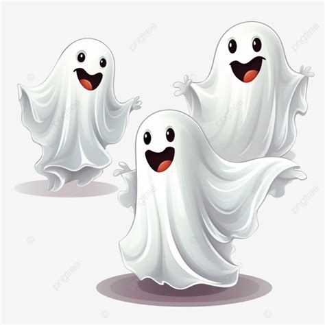 Cute Happy Ghosts Happy Halloween Realistic Vector Cartoon Design