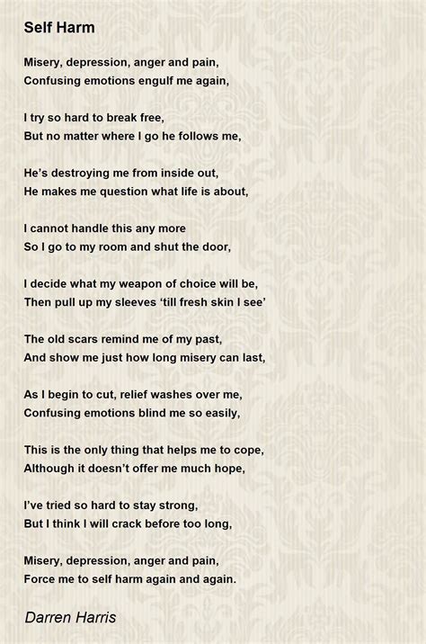 Broken Heart Self Harm Poems