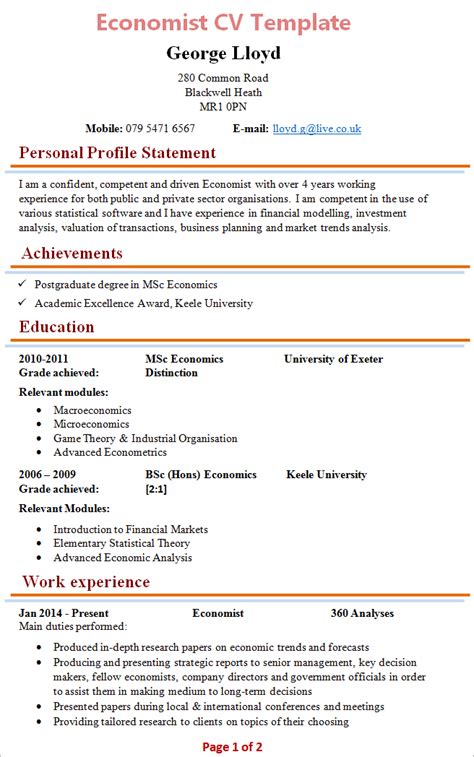 Economist Cv Template