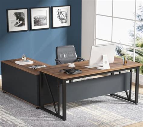 Buy Tribesigns Inches Executive Desk And Lateral File Cabinet L