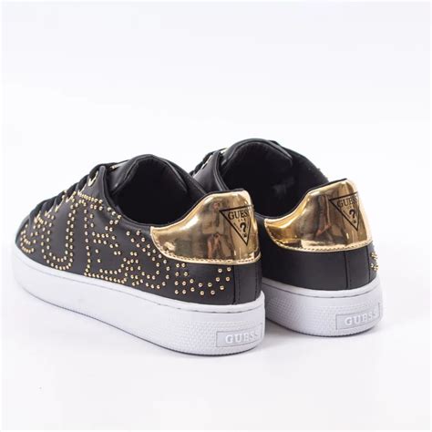 Basket De Ville Basse Femme Guess Gold Logo Noir ZESHOES