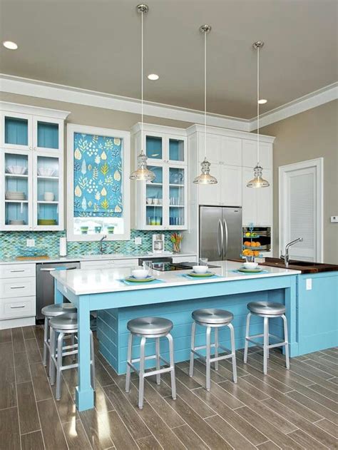 Coastal Kitchen Hgtv Porcelain Wood Look Tile Turquoise Aqua Paint