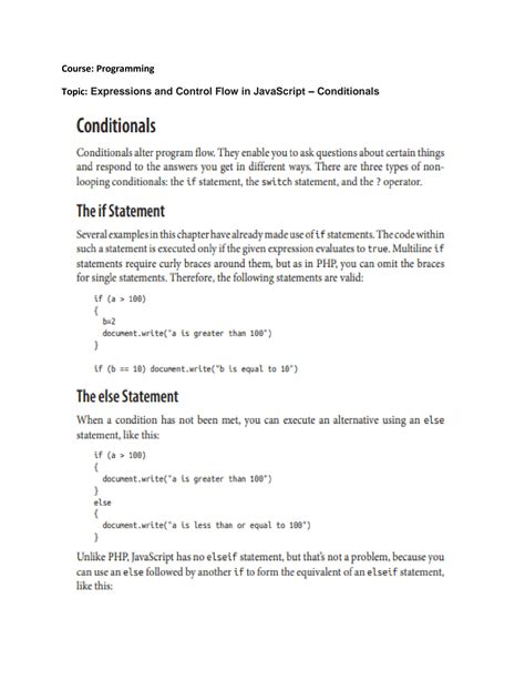 SOLUTION Expressions And Control Flow In Javascript Conditionals