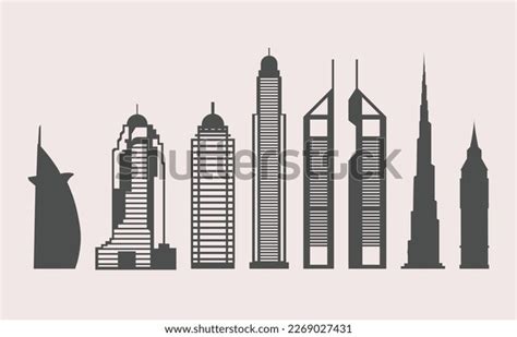 Dubai City Outline Skyline Dubai City Stock Vector (Royalty Free ...