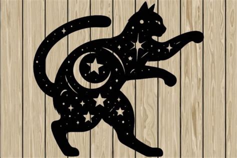 Celestial Cat Fighting Stencil SVG Graphic By CosmosFineArt Creative