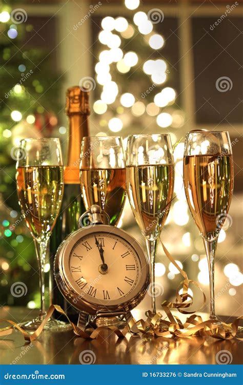 Four Glasses Of Champagne Ready For The New Year Royalty Free Stock Image Image 16733276