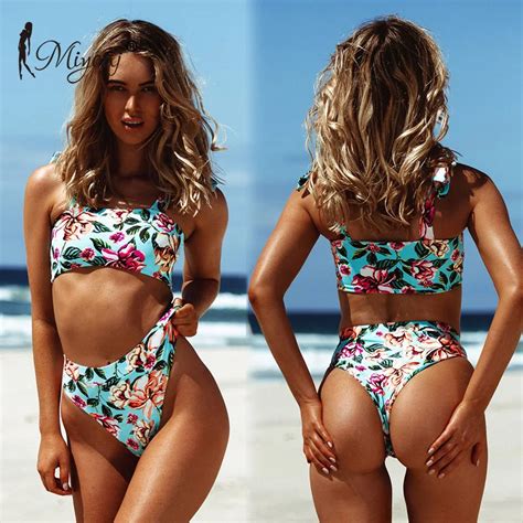 Miyouj Sexy Floral Bikini Push Up Swimsuit Women Bandage Swimwear