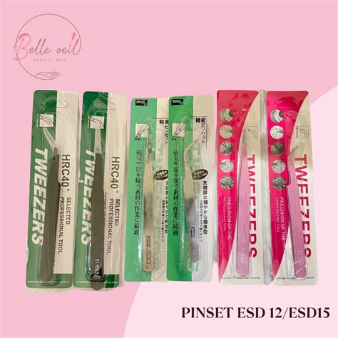 Jual Paket 2 Pasang Pinset Tweezer HRC40 Lurus ESD 12 Bengkok ESD 15