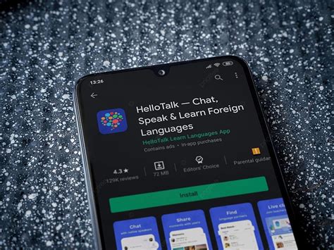 The Display Showcasing The Hellotalk Language Learning App On The Play