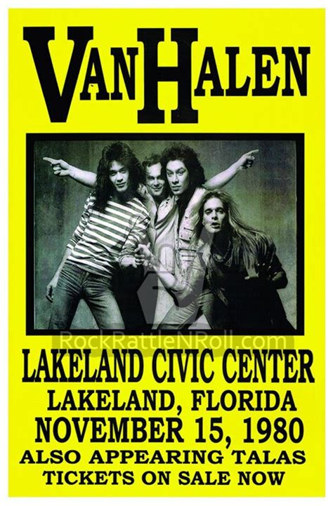 Van Halen 1980 Concert Poster 11x17 Repro Lakeland Civic Etsy