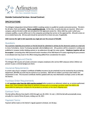 Fillable Online Outside Contracted Services Annual Contract Fax Email