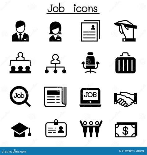 Job And Employment Icon Set Stock Vector Illustration Of Flat