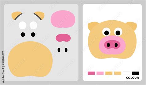 pig head pattern  kids crafts  paper crafts vector illustration