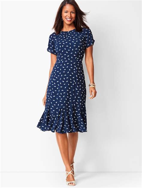 Leaf Print Georgette Shift Dress Talbots Dress Patterns Summer