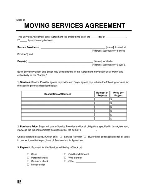 Free Moving Contract Template Pdf And Word Legal Templates