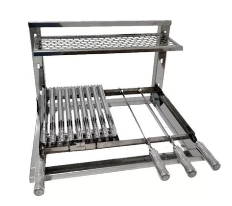 Grill Inox Flutuante Suporte X Grelha Argentina Espetos