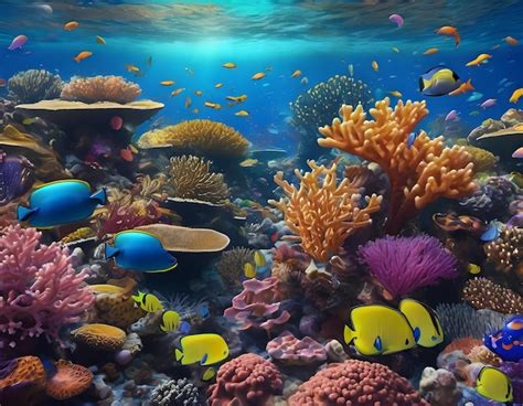 Premium AI Image | A vast colorful coral reef with a variety of exotic ...