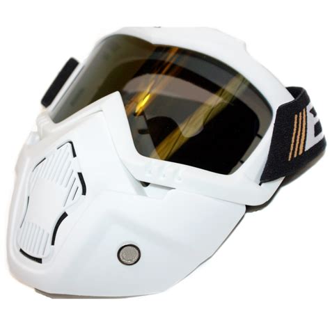 White Full Face Paintball Airsoft Mask Motorcycle Tint Goggle Tactical