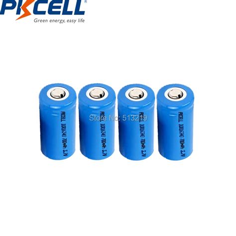 4PCS PKCELL 3 7V CR123A Rechargeable Batteries 16340 CR17345 17345