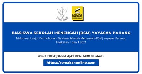 Permohonan BSM Yayasan Pahang Biasiswa Tingkatan 1 4 2021