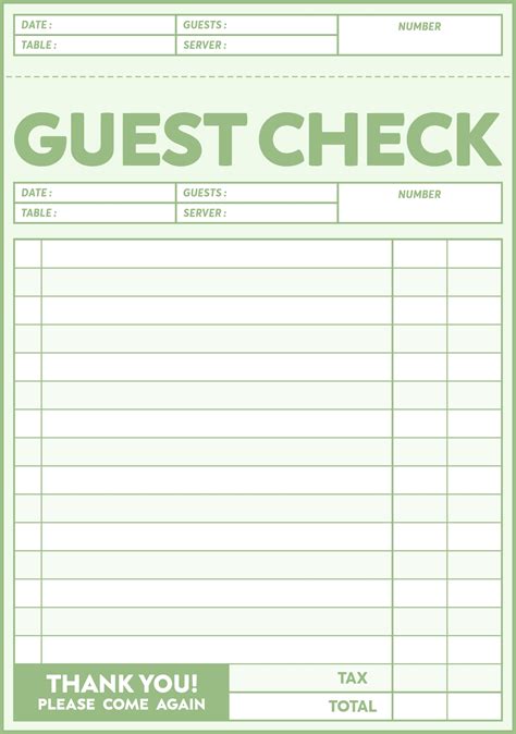 Guest Checks For Restaurants 11 Free PDF Printables Printablee