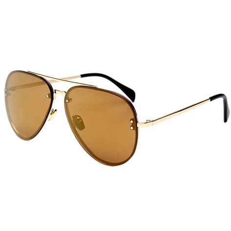 Owl ® Eyewear Sunglasses 86021 C3 Women’s Metal Fashion Gold Frame Brown Mirror Lens One Pair