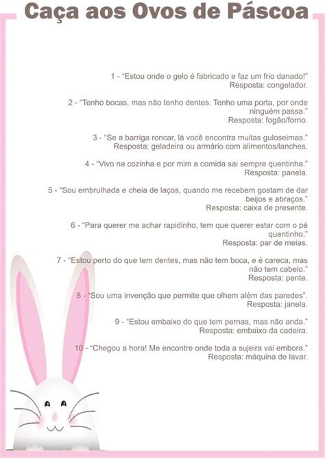 Charadas Para Caça Ao Ovo De Pascoa Para Imprimir - Charadas para caça ao ovo de Páscoa: modelo para imprimir em PDF ...