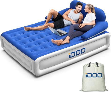 IDOO Air Mattress With Headboard Queen Size Airbed With Built In Pump