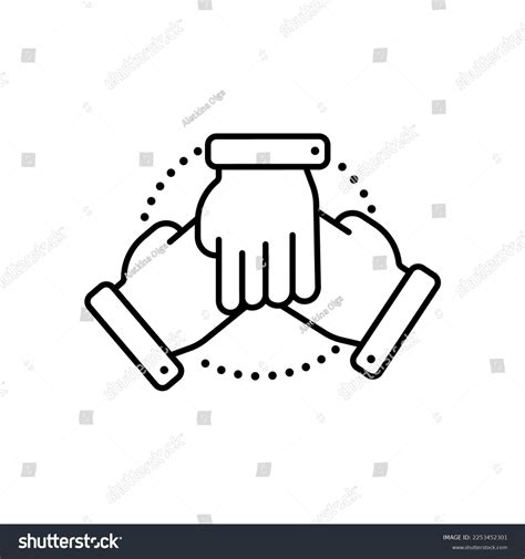 Three Hands Support Each Other Line Stock Vector Royalty Free