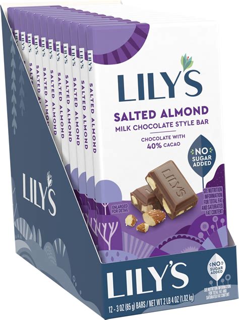 Lily S Salted Almond Milk Chocolate Style No Sugar Added Sweets Bars 3 Oz 12