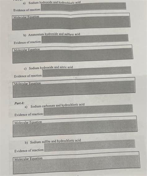 Solved a) Sodium hydroxide and hydrochloric acid Evidence of | Chegg.com