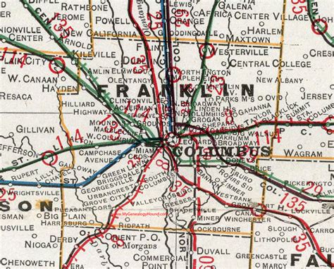 Franklin County, Ohio 1901 Map Columbus, OH