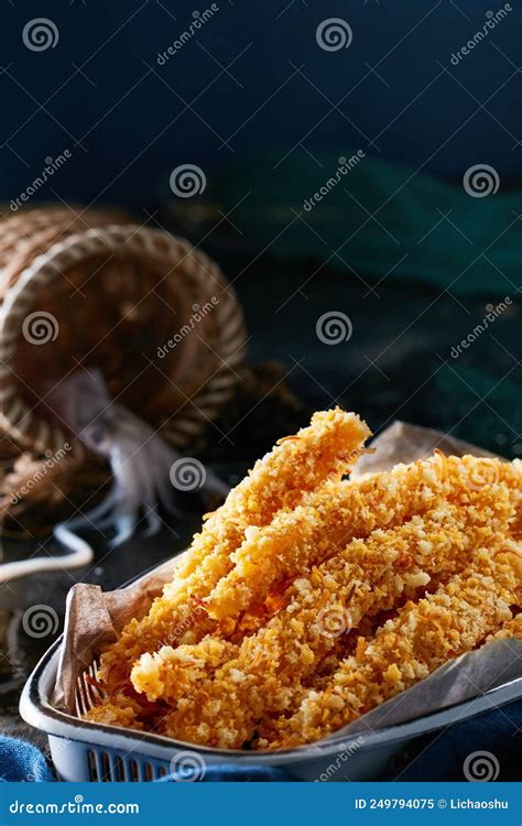 Delicious Fried Food Fried Squid Whiskers Stock Image Image Of