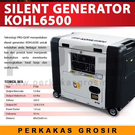 Jual Silent Generator Kohl 6500 Pro Quip Mesin Genset Kohl 6500 Proquip