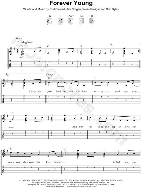 Rod Stewart Forever Young Guitar Tab In G Major Download And Print